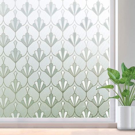 [JAMAIS UTILISÉ]Film pour Vitre Electrostatique, Film Fenetre Anti Regard Occultant Fenêtre Non Adhésif Reutilisable Dépoli Opaque Motif Fleur, Bureau Maison Salle de Bain Chambre Cuisine 50x300cm (1/5)