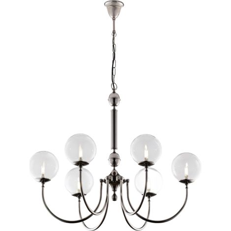 Lampadario moderno cromo 6 sfere vetro G9 Jupiter Brillante (1/5)