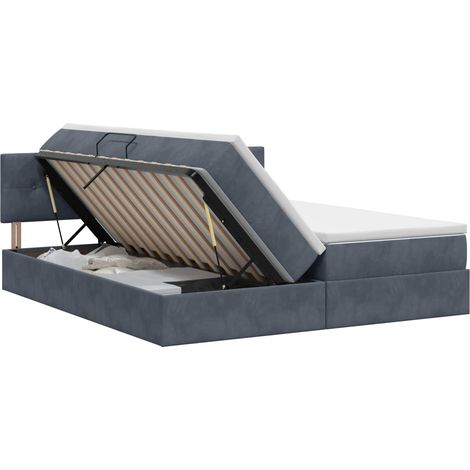 Letto con Contenitore con testiera 2 pz Grigio Scuro vidaXL (1/5)