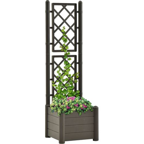Jardinera con enrejado PP gris antracita 43x43x142 cm vidaXL