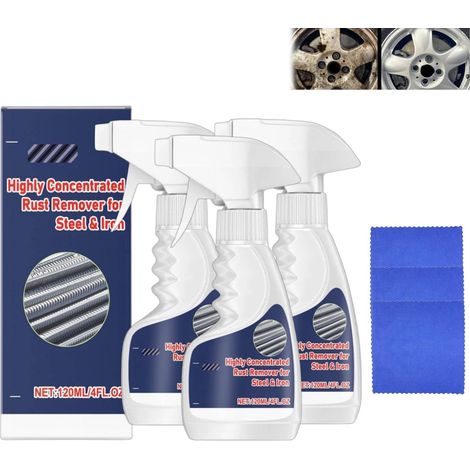 Highly Concentrated Steel Rust Remover Spray,120ml Anti Rouille Voiture Metal,Antirouille Carrosserie Spray,élimination De La Rouille,Frameto Antirouille,Rust Remover Heavy Duty For Metal Sprays (3) (1/5)