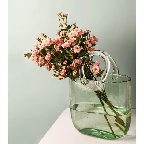 Glas Geldbörse Vase Hand Geldbörse Vase mit Fischschale Einzigartige Blumenvase für Hochzeit, Geburtstag, Haus, Garten Dekor