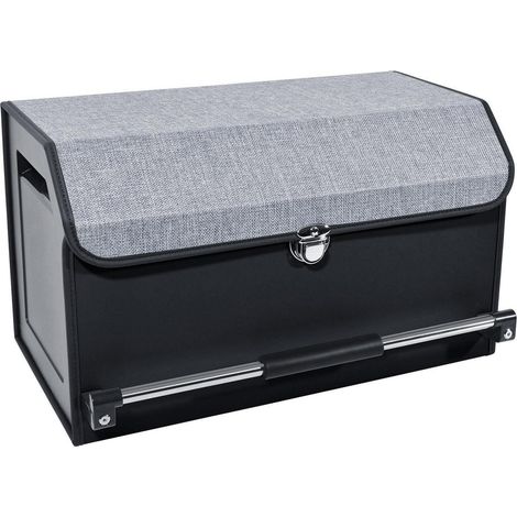 Leder Kofferraum Organizer mit Deckel, 45L, Grau, 52x29x31cm (1/5)