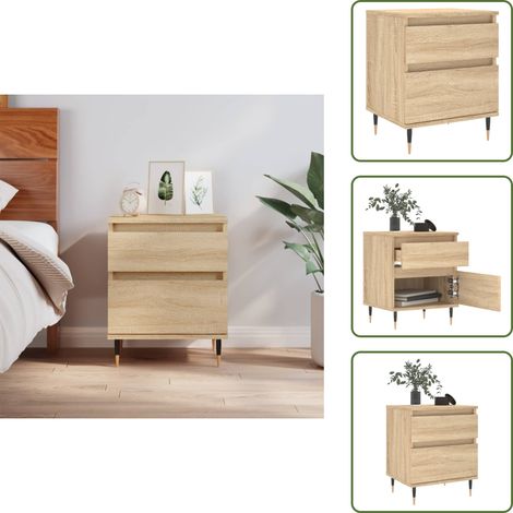 The Living Store Nachttisch Sonoma-Eiche 40x35x50 cm Holzwerkstoff - Holz Nachttisch (1/5)