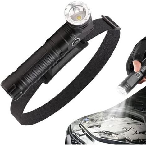 2-in-1 USB-wiederaufladbare LED-Stirnlampe, 90° schwenkbarer Kopf, verstellbar und wasserdicht, für Outdoor-Reparaturen, Camping und Wandern, 14 x 2,5 x 2,5 cm (1/4)