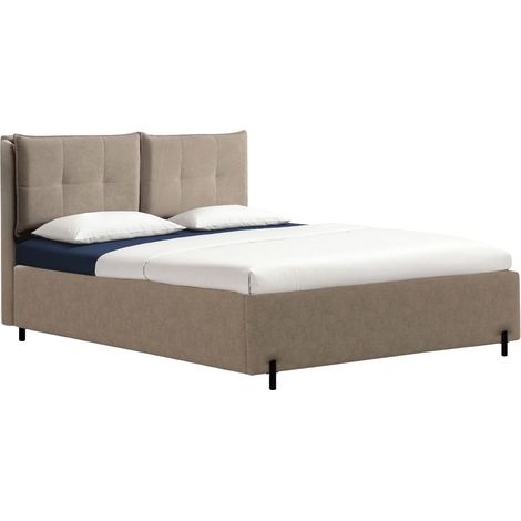 Selsey Belleo – Polsterbett 140x200 mit klappbaren Rückenkissen, wasserfester Chenille und Stauraum, Dunkelbeige