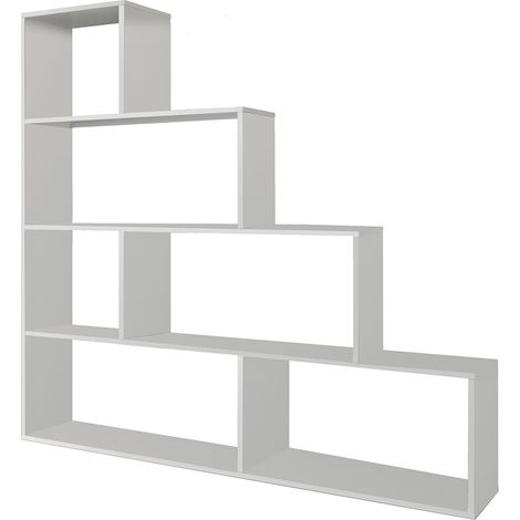 Buchhandlung Vancouver, Doppelseitiges Bücherregal mit 6 Einlegeböden, Trennregal mit Bürofächern, cm 145x29h145, Glänzend weiß (1/5)