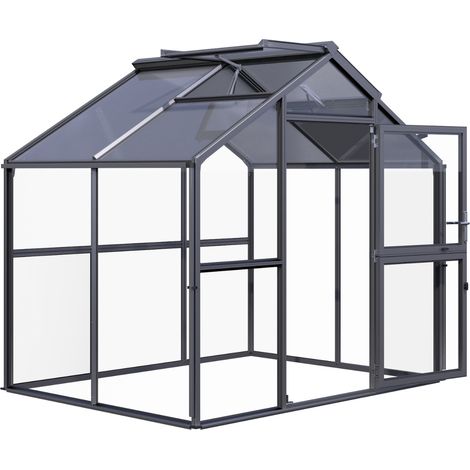 KGT Gewächshaus "Novum II", anthrazit-grau, 5,7 m², 4 mm ESG, 10 mm HKP