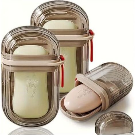 Tragbare Seifenschale mit Deckel, Rosa, 3er-Pack, Ideal für Reisen, Outdoor-Freizeit, Camping und Wandern (1/4)