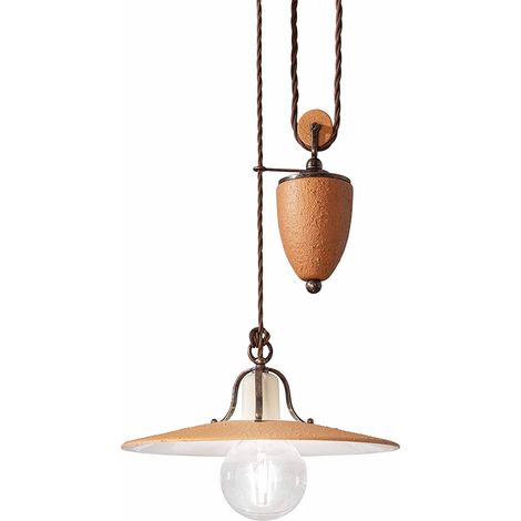 Saliscendi Classico Bologna Metallo E Ceramica Nero Sfumato Rame 1 Luce E27 (1/5)