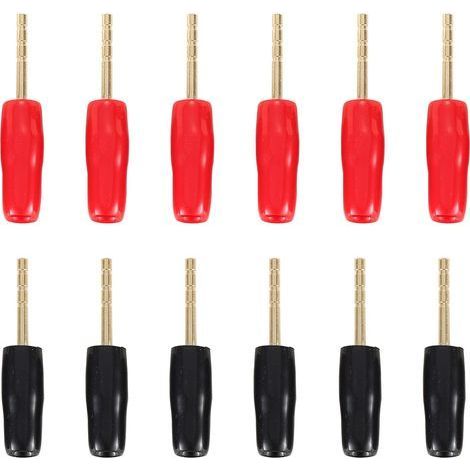 12 Connecteurs, Fiche banane 2mm, Cuivre pur, Plaqué or, Pour Ampli HiFi (1/5)