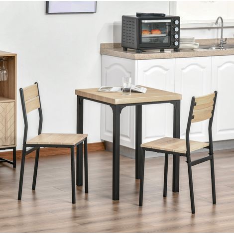 MEUBLIV Ensemble table à manger 60x60 cm naturel – gain de place, 3 pièces (1/5)