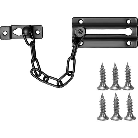 Chaîne de sécurité de porte en acier inoxydable avec 6 vis Serrure de porte Latch Guard Chaîne pour maison, hôtel, portes intérieures et fenêtres (1/5)