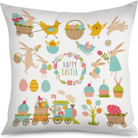 Housse de Coussin with poussin jaune, fond pastel (1/5)