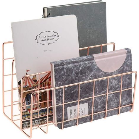 Organiseur de courrier de bureau, trieur de courrier en fil métallique à 3 emplacements, support pour organisateur de lettres pour lettres, courriers, livres, cartes postales et plus encore, porte-cou (1/5)