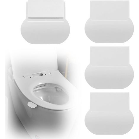 Lève-abattant de toilette auto-adhésif avec poignée hygiénique, lot de 4, blanc (1/5)