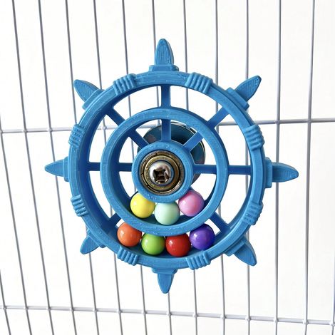 Parrot Rudder : Toupie à perles colorées pour la détente et le divertissement personnel, adaptée aux perruches et conures, décoration pour cage d'oiseaux. Perles de couleur bleue (1/4)
