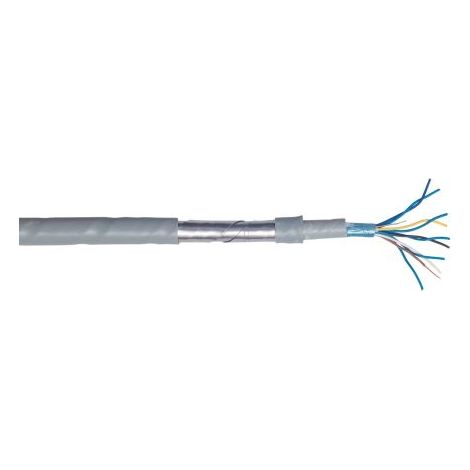 Câble téléphonique CAE Groupe 10 conducteurs, 24 AWG 5 paires, L 100m, Armé feuillard acier Gris, Gaine PVC ( Prix pour Bobine de 100 Mètres )