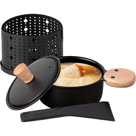 Raclettes à la Bougie, Faites Fondre Fromage en 3 Minutes - avec Poignée Anti-brûlure pour Fromage Fondu, Oeuf Frit, 1 spatule, (Bougies non Incluses) - Noir