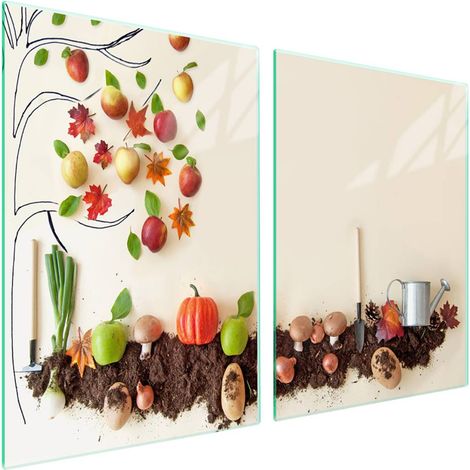 Plaque de protection en verre pour poêle 2x45x52 Légumes (1/5)