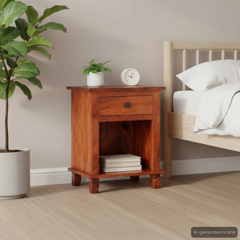 286265 vidaXL Bedside Cabinet 40x30x50 cm Solid Acacia Wood (1/5)