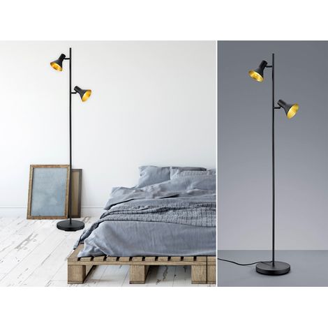 Moderne minimalistische Stehlampe 2 Strahler E14 Strahler Nina Black and Gold Trio Lighting (1/5)