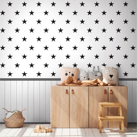 Sfondo fotografico Profhome 398151 Carta da parati TNT goffrata a caldo leggermente strutturata per bambini opaca bianco nero grigio 1,59 m x 2,8 m (1/4)