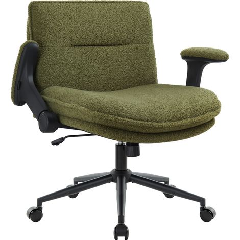 IWMH Office Chair, Swivel Chair with Foldable Armrests and Casters, Height-Adjustable Desk Chair for Bedroom, Living Room, Office - Green