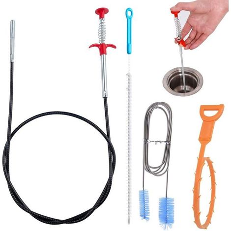 Set De 4 Outils De Débouchage De Tuyauterie – Deboucheur Evier Et Canalisation,Furet Deboucheur Canalisation,Deboucheur Cana[RD126] (1/5)