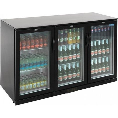 Arrière-bar 3 portes battantes vitrées 330 Litres noir, 350 W, 220 V - MONO (1/5)