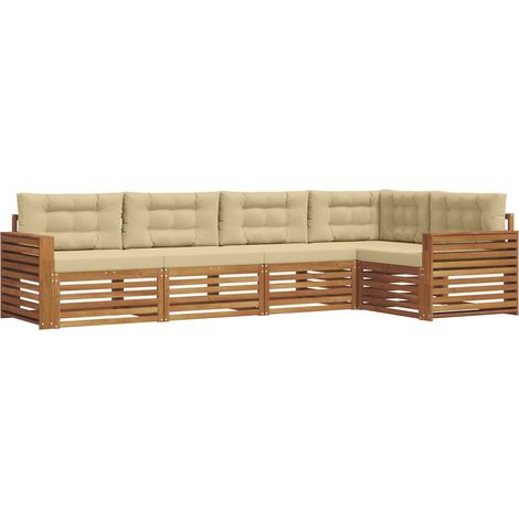 Outdoor-Sofagarnitur 5 stk. Natur und Beige vidaXL (1/5)