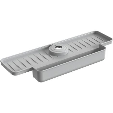 QORVA-Tapis de Robinet pour évier de Cuisine en Silicone avec Porte-éponge, antidérapant, séchage Rapide, pour Cuisine, Salle de Bain (Gris) Tapis de Robinet pour évier de Cuisine