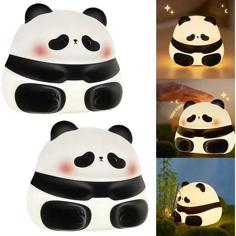 Bomclap Lot de 2 veilleuses panda en silicone, LED, intensité variable sur 3 niveaux, rechargeables, tactiles, sans fil (1/5)