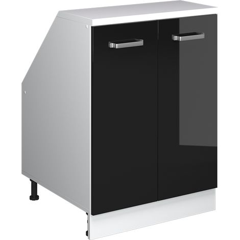 Armario para techo inclinado Rion, Negro brillo intenso, 60 x 81.6 cm con 2 puertas, 60 cm de profundidad, Vicco (1/5)