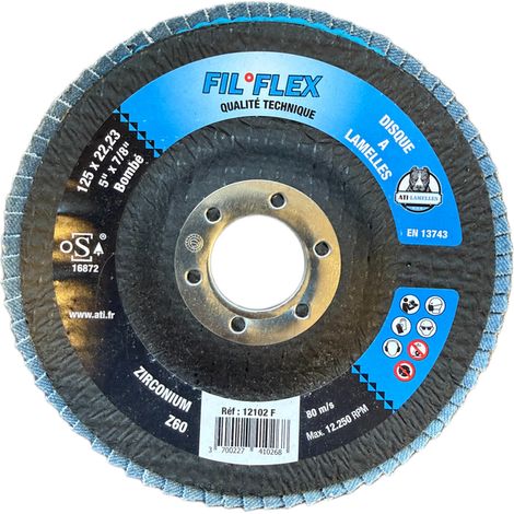 DISQUE A LAMELLES D125 GRAIN 60 BOMBÉ FIL FLEX
