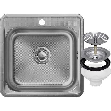 Évier de Cuisine en Acier TURI48 Granitan Inox 1 Bac avec Siphon 48x48 cm (1/5)