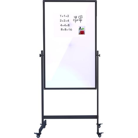 Tableau blanc mobile - Double face - 66x110 cm - Cadre noir (1/5)