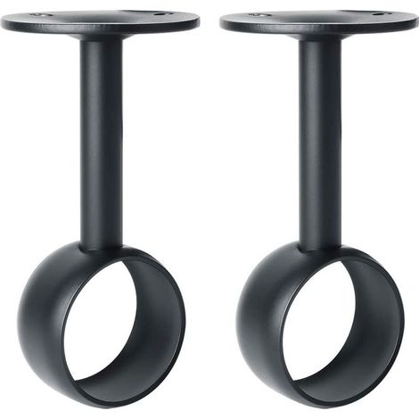 Support tringle à rideaux en acier inoxydable noir mat – Diamètre 32 mm – Lot de 2 – Résistant à l'humidité pour armoire et balcon (1/4)