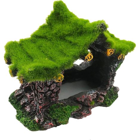 Maison de décoration pour aquarium en résine creuse, cachette pour poissons betta, bûche en bois flotté, accessoires, ornement de grotte pour aquarium, cachette pour petits poissons avec mousse (1/5)