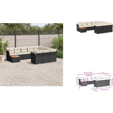 Salon de jardin 11 pcs avec coussins noir résine tressée - Ensemble Salon De Jardin - Meuble De Jardin - Meubles Extérieur - Salon De Jardin Design - Fauteuil De Jardin (1/3)