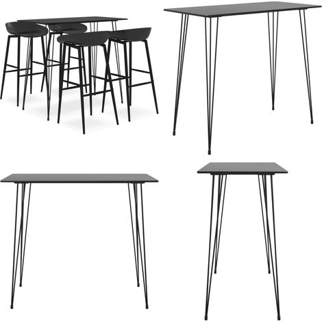 5-tlg. Bar-Set Schwarz - Bar Set - Bartisch - Barhocker - Kücheninsel - Wohnzimmer Dekoration - Home & Living (1/5)
