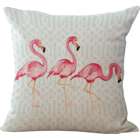 Housse de coussin décorative carrée en polyester flamant rose 45 x 45 cm (18 x 18 pouces) pour canapé, voiture, fenêtre ou chevet. (1/5)
