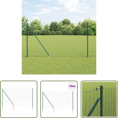 vidaXL Außenzaun - Zaun mit Pfosten Grün 1,5 x 10 m Stahl und PVC (1/5)