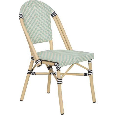 Silla de ratán sintético verde 46x57x88cm