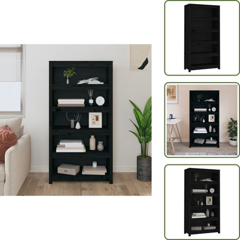 Scaffalatura in legno - vidaXL Libreria Nera 80x35x154 cm in Legno Massello di Pino - Libreria per camera da letto