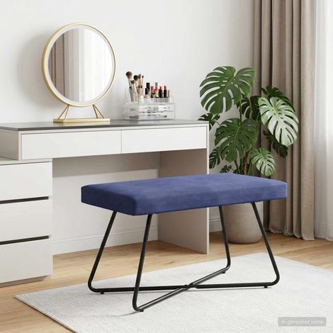 vidaXL banc Bleu police 80 x 40 x 45 cm Velours (1/5)