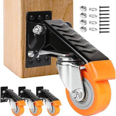 4 Pièces Roulette Charge Lourde pour Établi, Capacité de 300kg, 63,5mm, Roulette de Levage avec Plaque en Acier, Roue en Polyuréthane, Roulettes Pivotantes pour Établi Meuble, Tables, Machines (1/5)