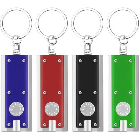 Mini Lampe de Poche Porte-Clés, Lot de 4 Lampe Torche LED Portable, Petite Porte-Clés Torcheen Aluminium, pour Extérieur, Camping, Randonnée, Urgences, Coupure de Courant (1/4)