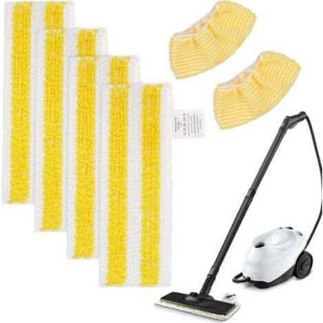 Chiffons microfibre lavables pour nettoyeurs vapeur Kärcher SC2/SC3/SC4/SC5 – Lot de 6 (4 lingettes + 2 bonnettes) (1/5)