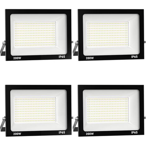 Projecteur Extérieur LED 4x 200W, 20000LM, 6000K Blanc Froid IP66 Imperméable, Floodlight de Sécurité pour Jardin, Cour, Terrasse, Square, Usine